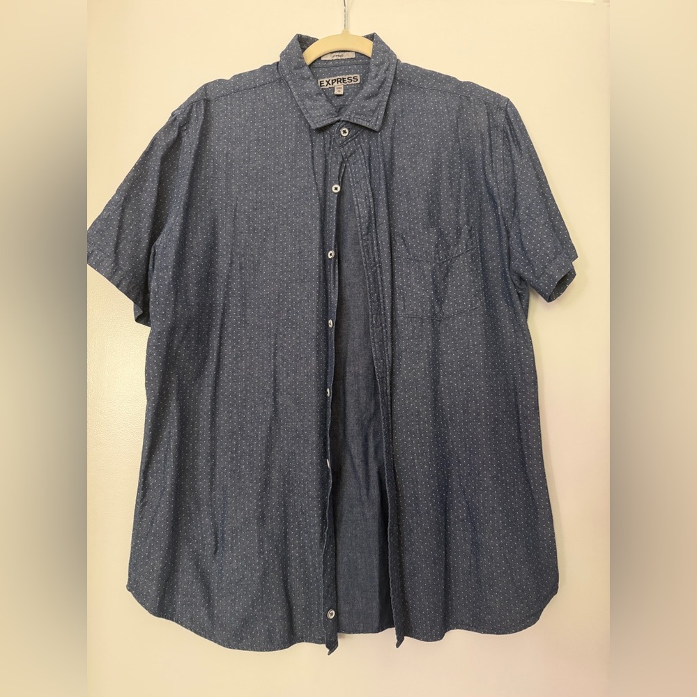 Express Dark Blue Casual Button Down Shirt